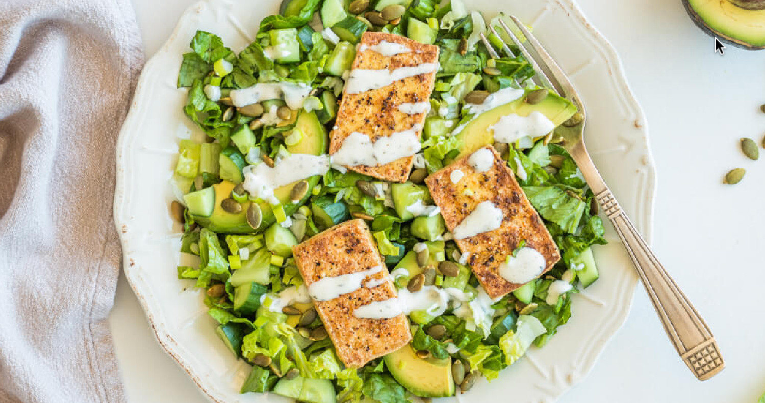 Spiced Tofu and Avocado Green Salad