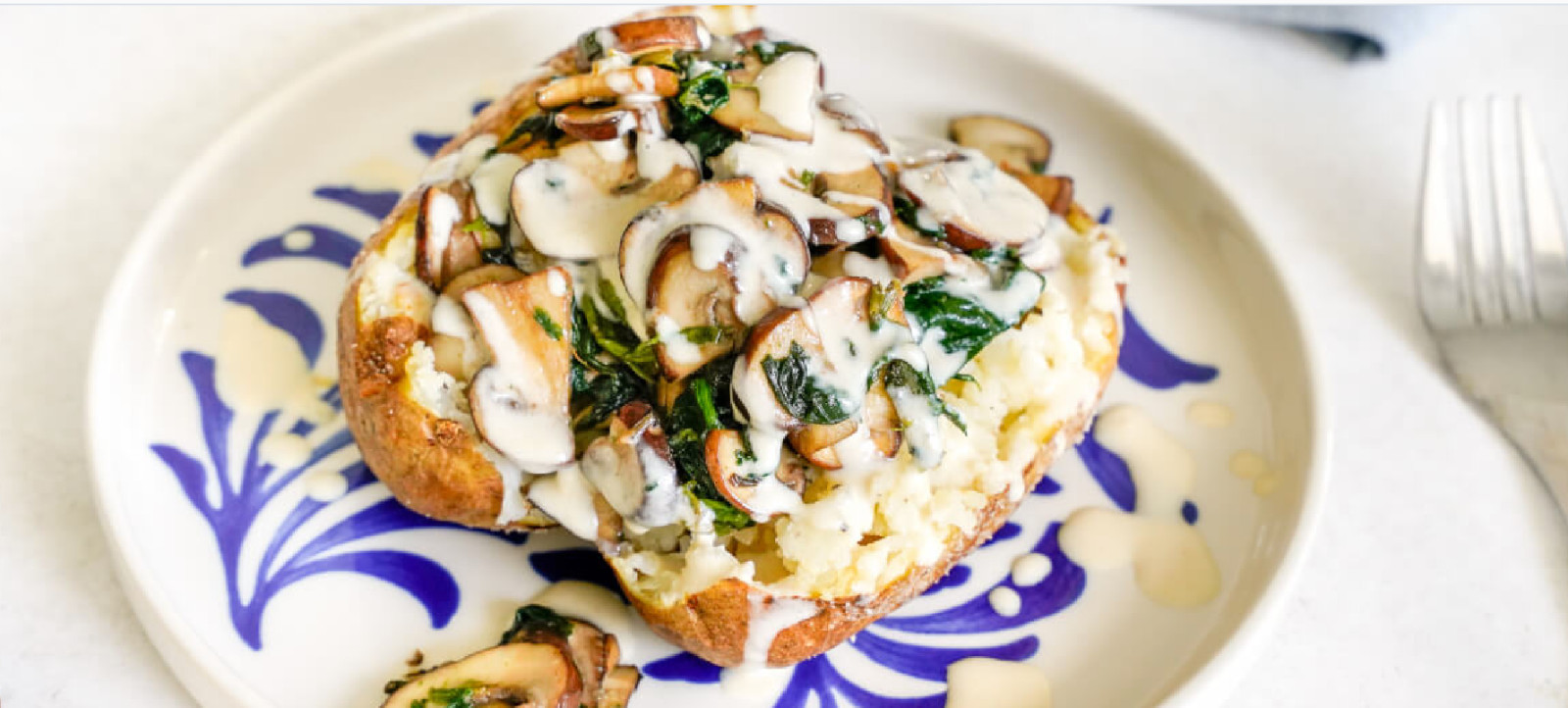 Spinach and Mushroom Stuffed Baked Potato