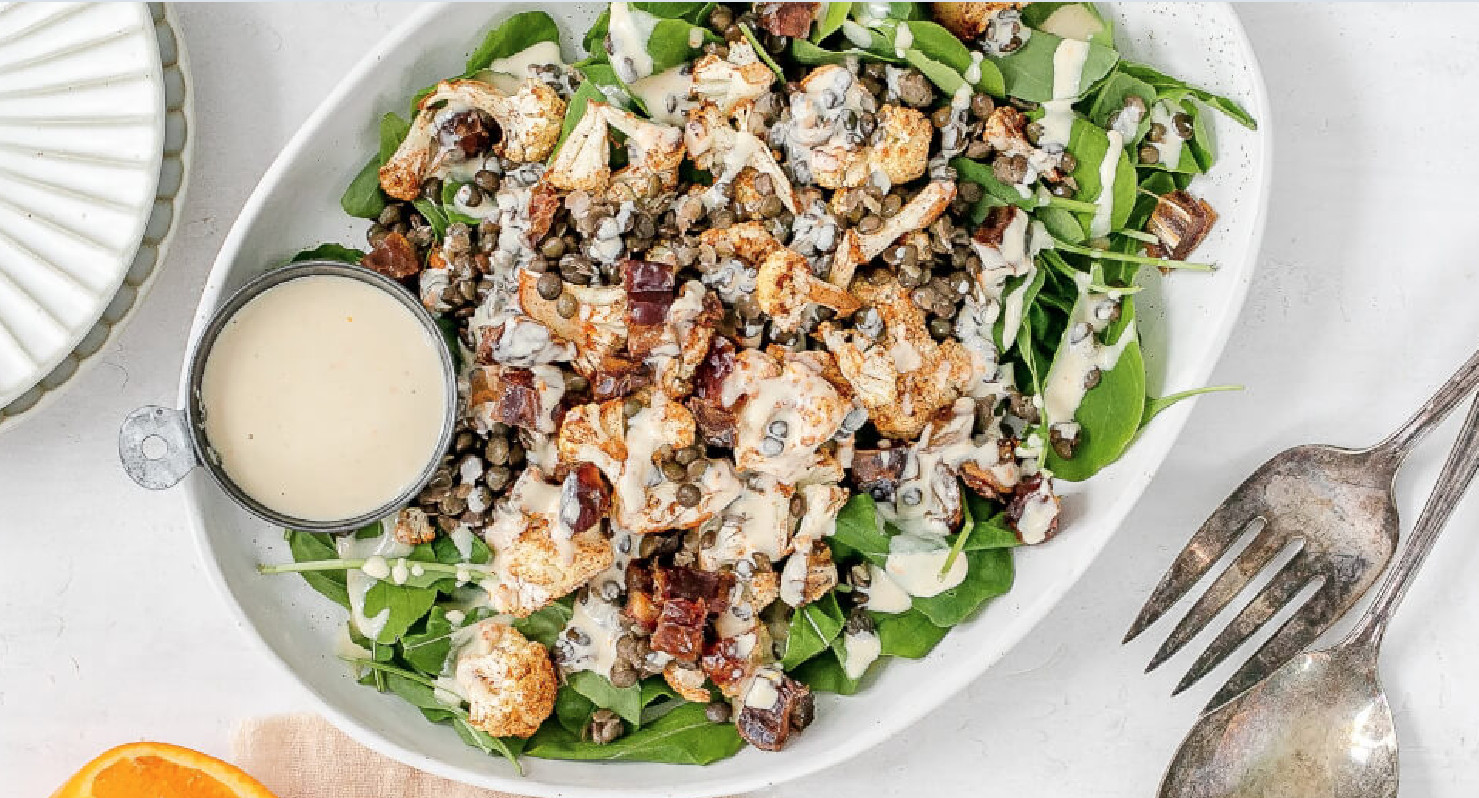 Lentil and Cauliflower Salad with Orange Tahini Dressing