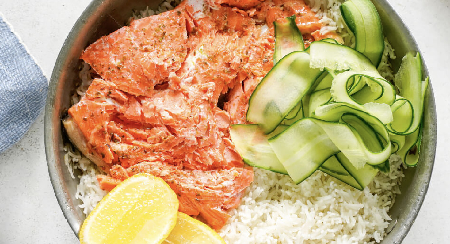 One Pan Oregano Salmon and Rice