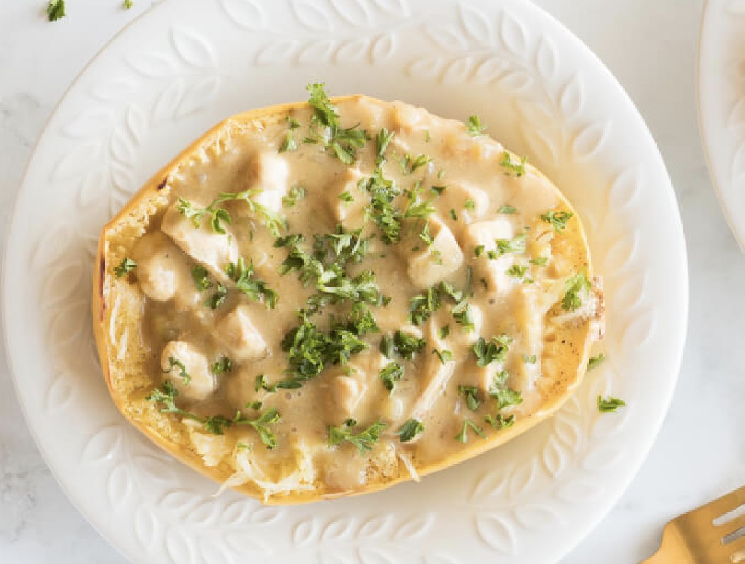 Dairy Free Chicken Alfredo Spaghetti Squash
