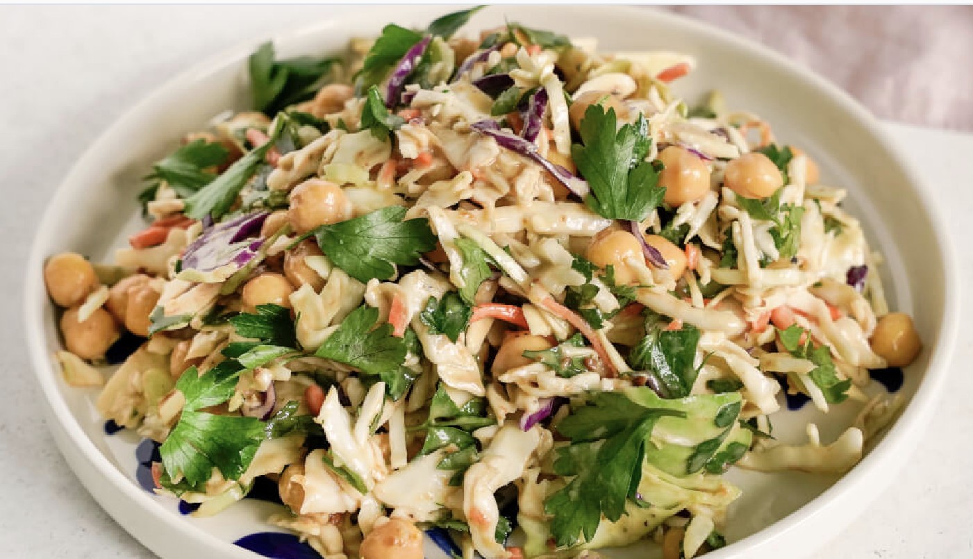 Crunchy Tahini and Miso Chickpea Slaw