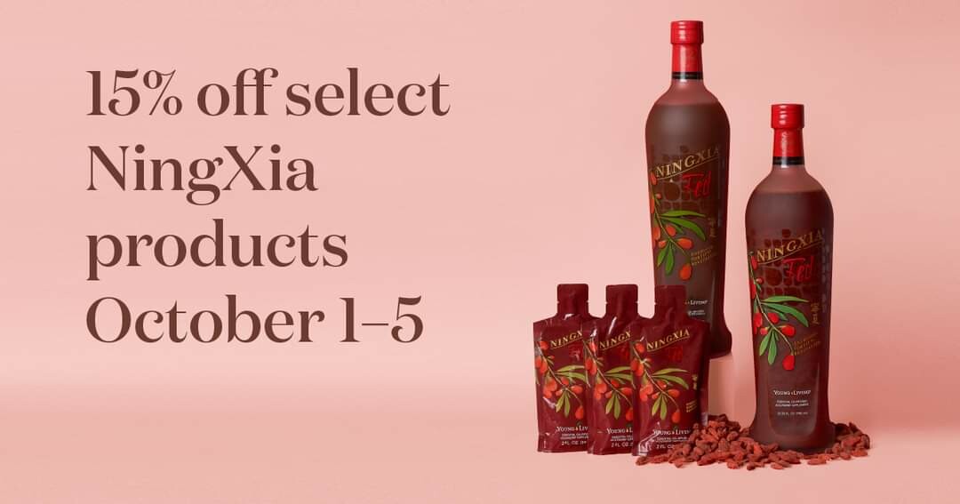 Select NingXia Red® products 15% off til 11:59 PM tonight #WellnessWednesday