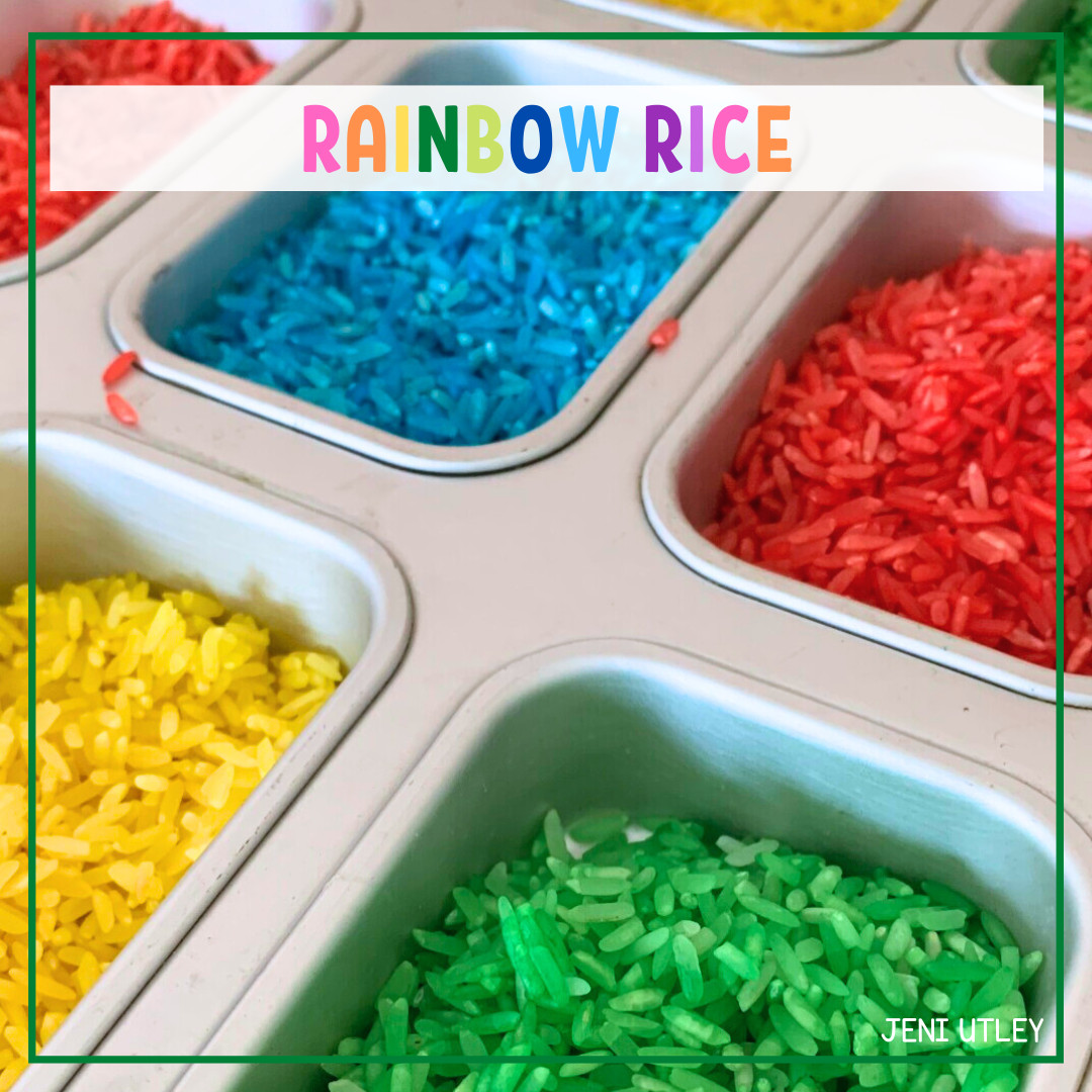 Rainbow Rice Sensory Activity for Preschoolers