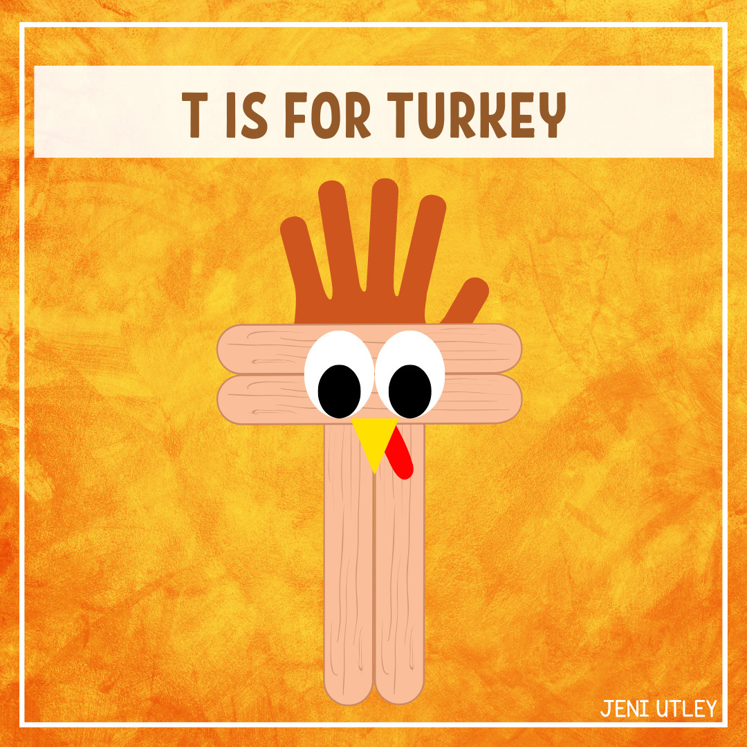 T is for Turkey – Fun Handprint Turkey Craft for Preschoolers!