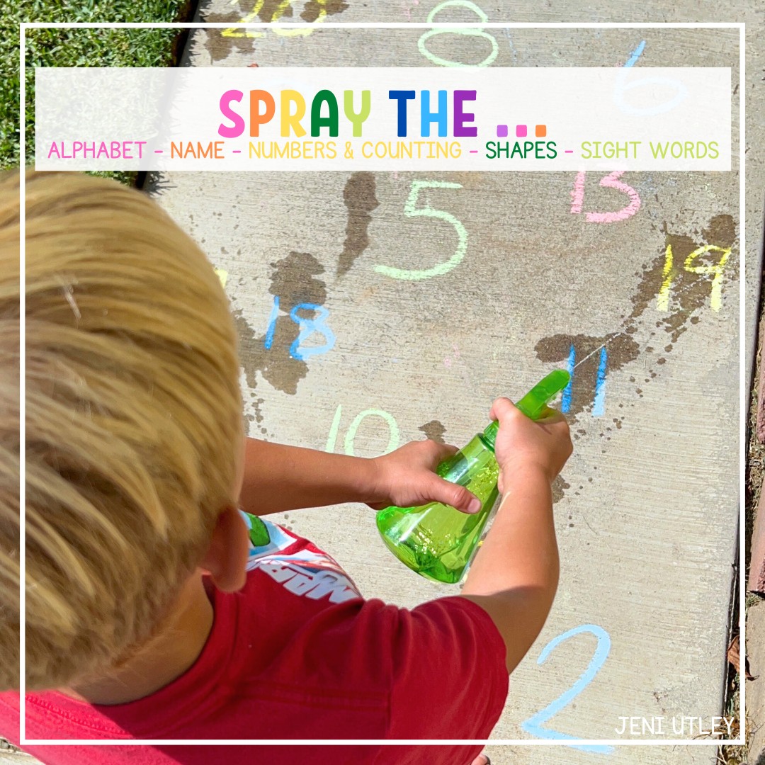 Spray Bottle Learning Game: Fun Outdoor Practice for Letters, Numbers & Shapes