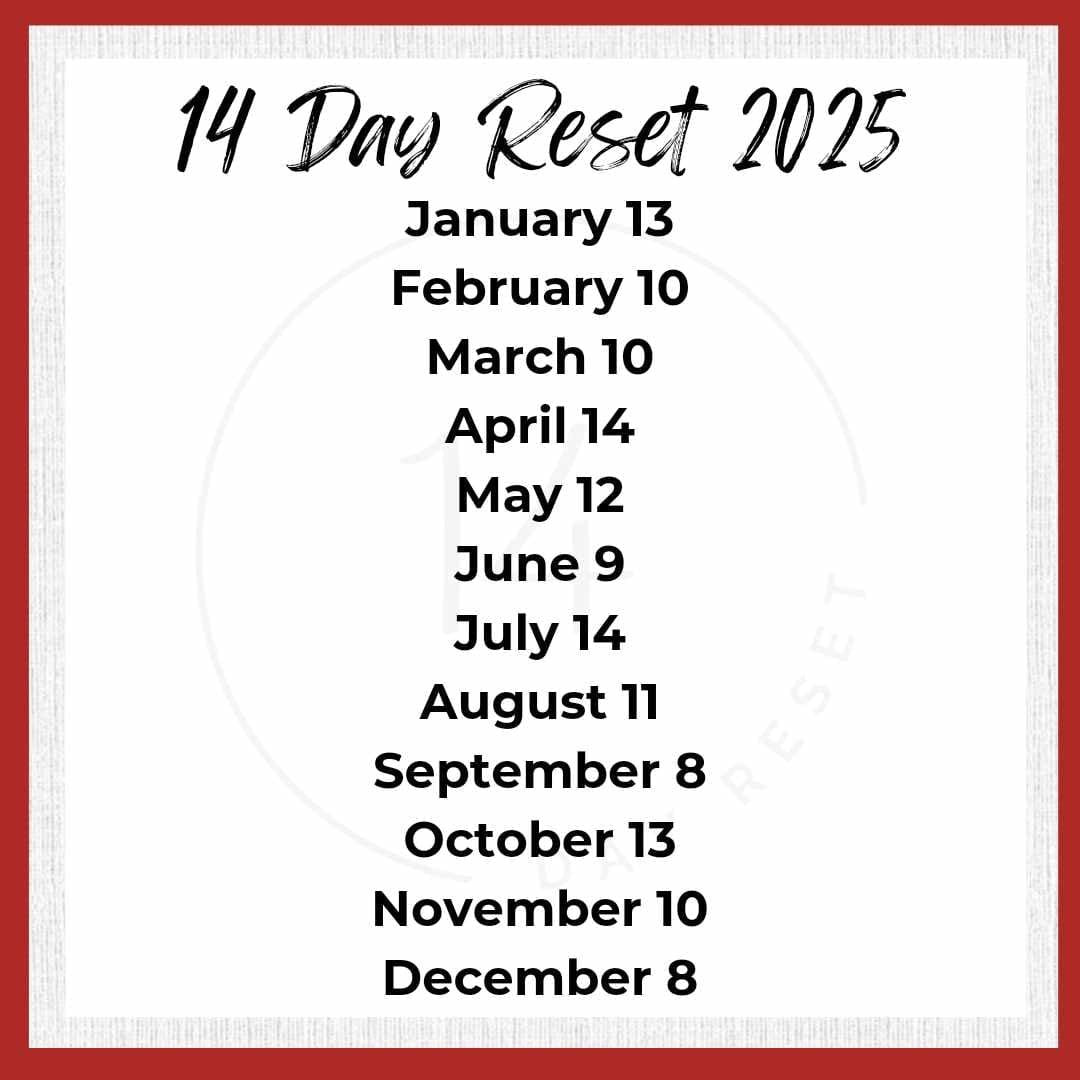 Reset Schedule for 2025