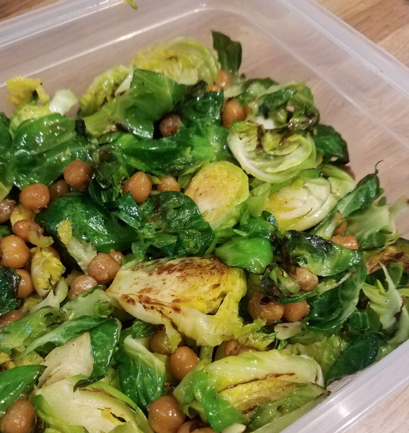 Sauteed Brussels Sprouts with Toasted Chickpeas