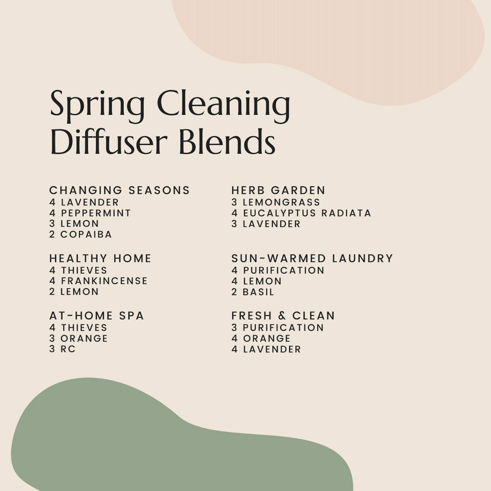 Spring Cleaning Diffuser Blends