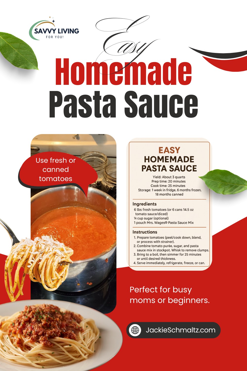 Easy Homemade Pasta Sauce (with Fresh or Canned Tomatoes)